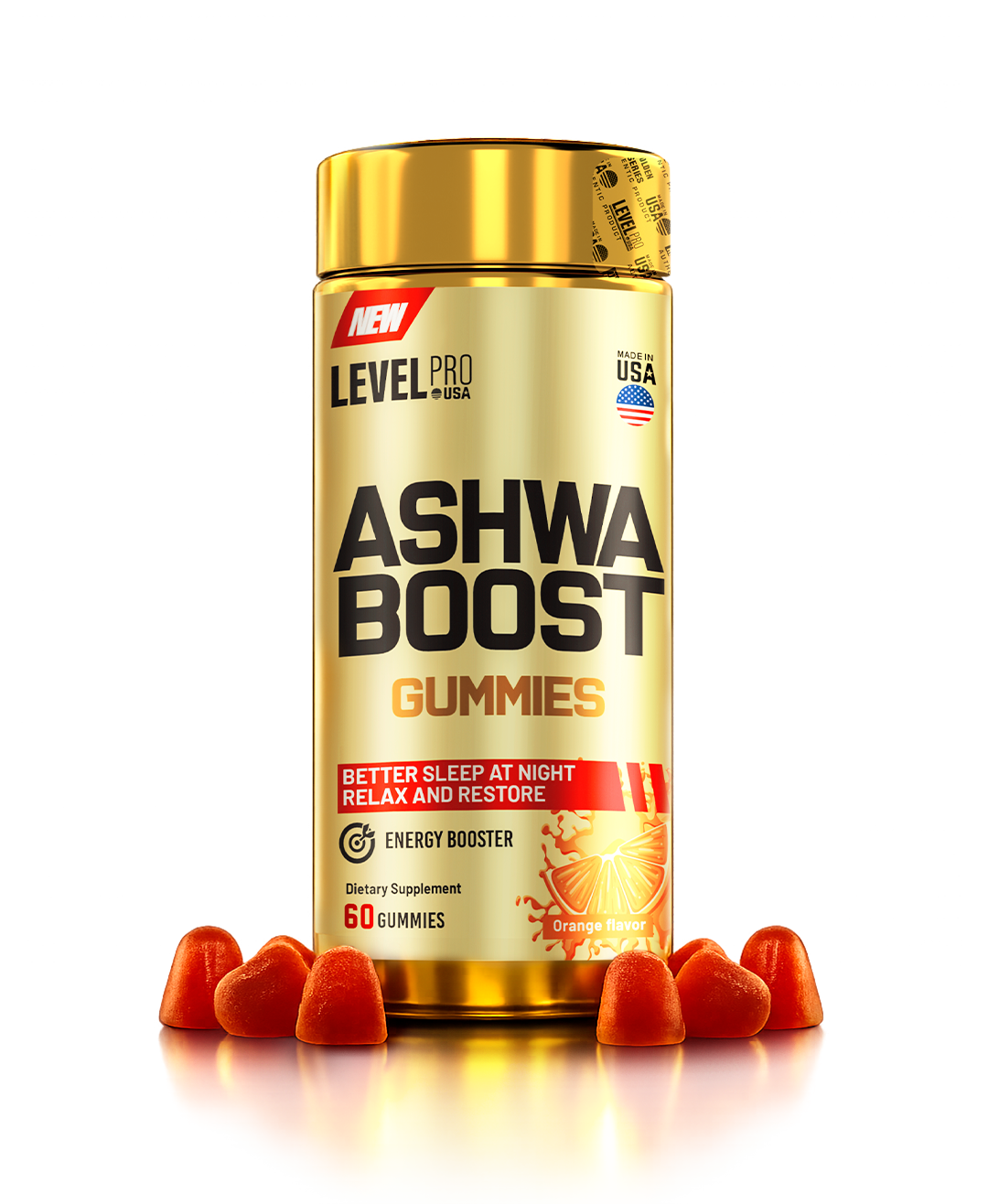 ASHWABOOST Ashwa Boost gomitas de Ashwagandha con L-Teanina y Vitamina D3 Level Pro